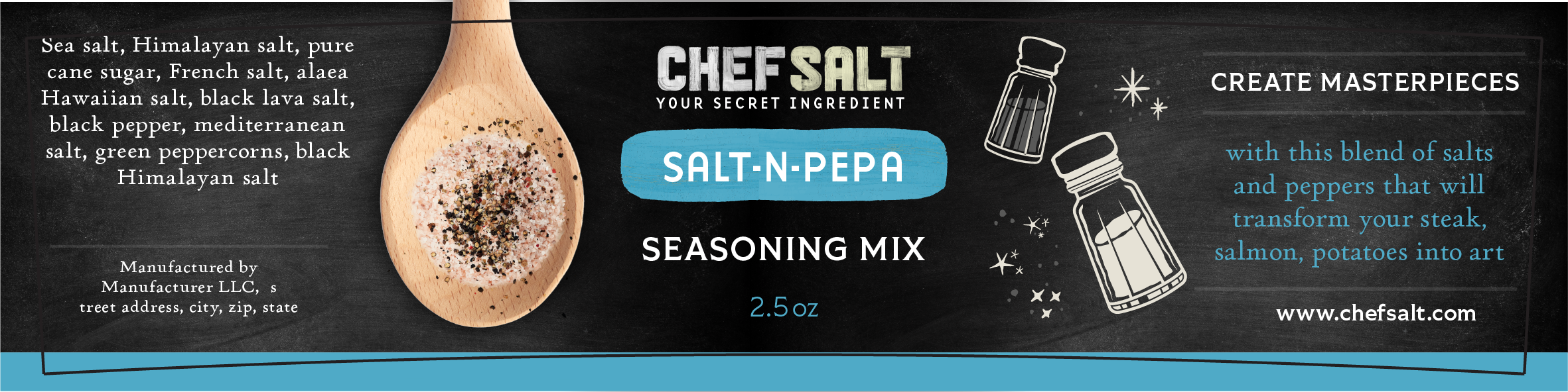 Chef Salt spice mix packaging with window